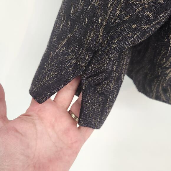 Coldwater Creek Shimmer Jacquard Open Jacket Blazer Blue Black Petite Women's LP - Picture 5 of 8